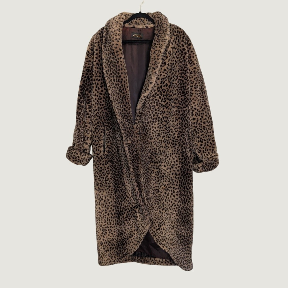 Vintage Compagnie Internationale Express Faux Fur Leopard Print Coat 90s XL READ